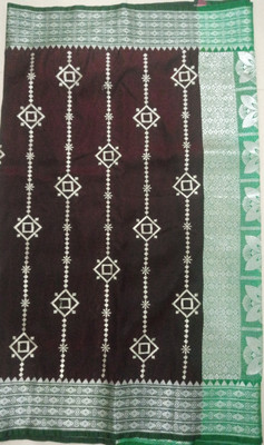 HouseOfCommon Embroidered Banarasi Handloom Satin Saree(Brown)