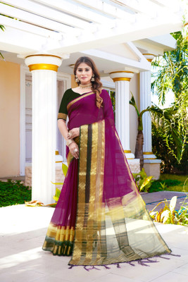 Aarunika SST Solid/Plain Bollywood Organza Saree(Magenta)