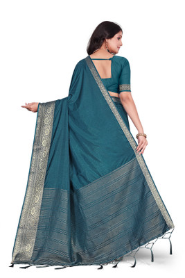 Aarunika fashion Solid/Plain Bollywood Pure Silk Saree(Blue)