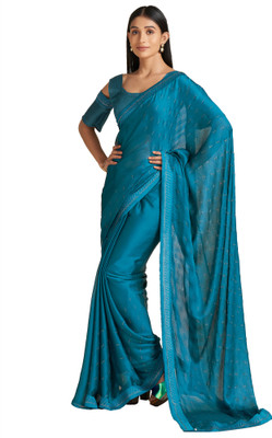 Akhilam Woven Banarasi Satin Saree(Blue)