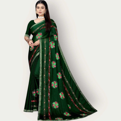 HouseOfCommon Embroidered Bollywood Georgette Saree(Green)