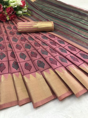 PRIYESHA TEXTILES Woven Assam Silk Cotton Silk Saree(Pink)