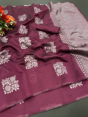 NESHVI ENTERPRISE Woven Banarasi Jacquard Saree(Purple)