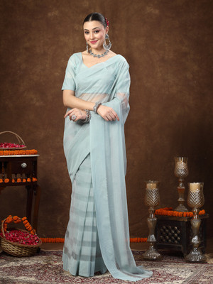 Stylum Self Design Daily Wear Net Saree(Blue)