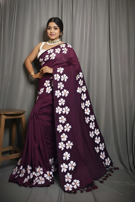 AKfasionN Printed Daily Wear Khadi Saree(Maroon)