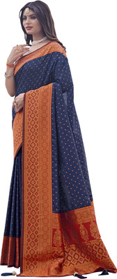 nilkanth creation Self Design Banarasi Jacquard Saree(Blue)