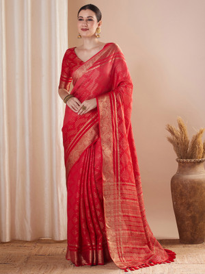 Sareemall Woven Banarasi Georgette Saree(Red)