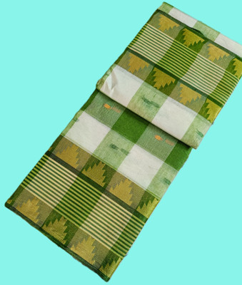 J KunduHouse Temple Border Tant Pure Cotton Saree(Multicolor)