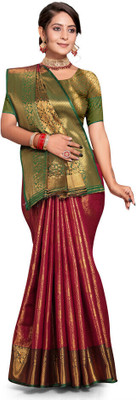 Jay fashion Self Design Banarasi Art Silk, Silk Blend Saree(Multicolor)