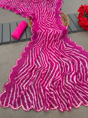 SkyCraftX Embroidered, Self Design Bollywood Georgette, Lace Saree(Pink)