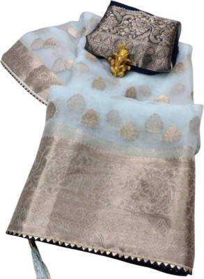 Kavita Creation Self Design Bollywood Organza Saree(Pack of 2, Blue, Black)