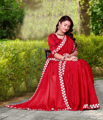 jayant creation Embroidered, Solid/Plain Bollywood Georgette Saree(Red)