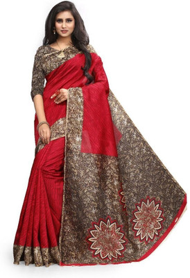 Marabout Printed Bhagalpuri Silk Blend Saree(Multicolor)