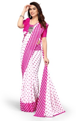 YASHIKA Printed, Striped Bollywood Georgette Saree(Pink)