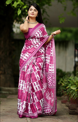 Moda Rapido Printed Bollywood Cotton Silk Saree(Pink)