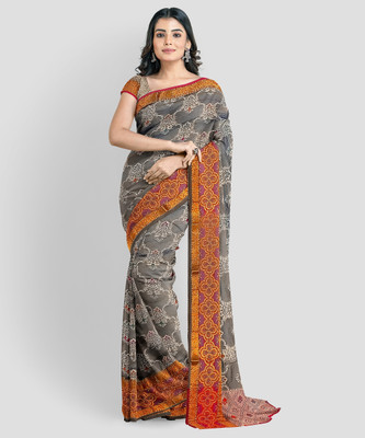 THE VARYA FASHION Printed Banarasi Silk Blend Saree(Multicolor)