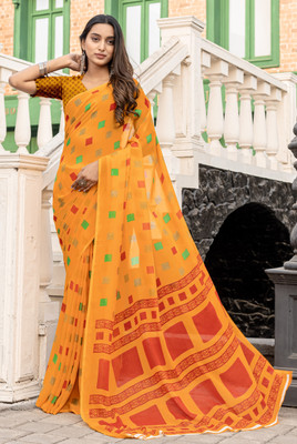 VIBHAGYAA Printed Bollywood Georgette Saree(Light Green)