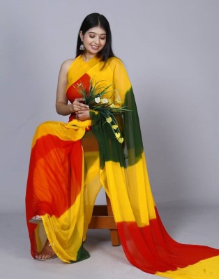 shree kalyan impex Color Block Bollywood Art Silk Saree(Multicolor)