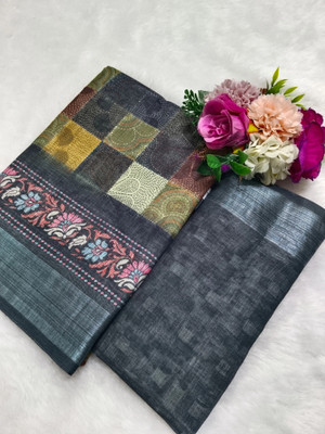 HouseOfCommon Printed Kanjivaram Pure Cotton, Cotton Silk Saree(Multicolor)
