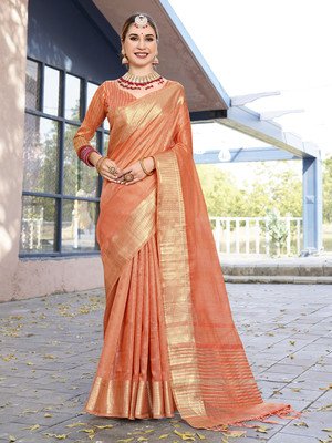 ANOUK Self Design Mysore Tissue Saree(Orange)