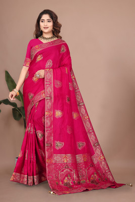 SuratSareeMall Woven, Self Design Banarasi Viscose Rayon Saree(Pink)