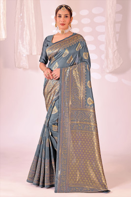 Suntex Woven Banarasi Pure Silk Saree(Grey)
