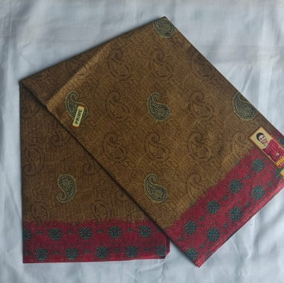 Minu Fashion Woven, Printed, Digital Print Bollywood Pure Cotton Saree(Brown, Maroon)