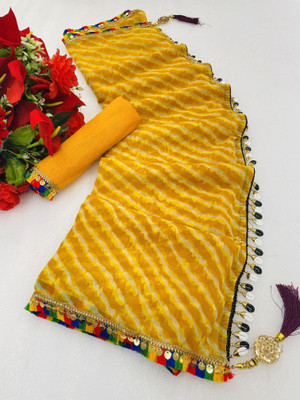 niseful Printed Bandhani Georgette Saree(Yellow)