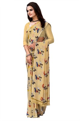 Kanooda Prints Printed Daily Wear Georgette Saree(Beige)