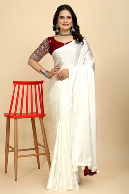 SHIV FASHION Solid/Plain Bollywood Satin Saree(Maroon)