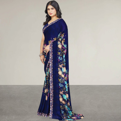 Grubstaker Printed Daily Wear Georgette Saree(Multicolor)
