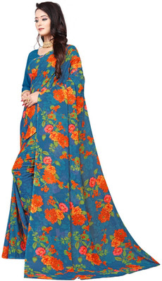 Kanooda Prints Printed Daily Wear Georgette Saree(Multicolor)