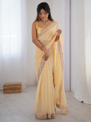 Sareemall Embellished Bollywood Georgette Saree(Yellow)