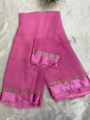 ELEGANCE FAB Solid/Plain Bollywood Viscose Rayon Saree(Pink)