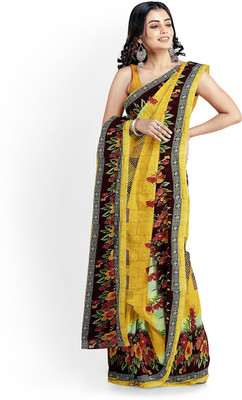 Suali Printed Bandhani Georgette Saree(Yellow)