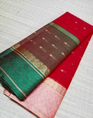 Parbati fashion Self Design, Color Block Tant Pure Cotton Saree(Red)