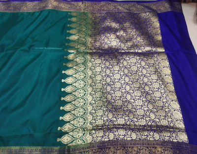 Aaradhya Creation Solid/Plain Banarasi Nylon Saree(Dark Green)