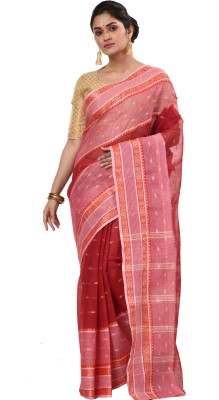 DipDiya Self Design, Woven, Embellished Tant Pure Cotton Saree(Red)