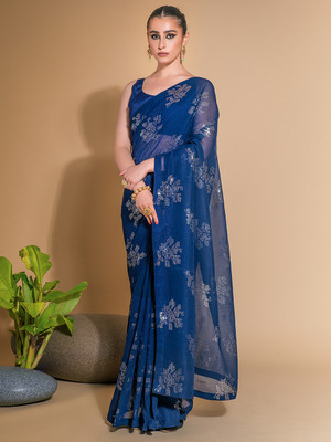 Divastri Embellished Bollywood Georgette Saree(Blue)
