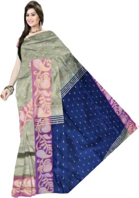 Pradip Fabrics Self Design Handloom Cotton Blend Saree(Grey)