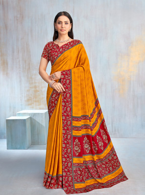 Divastri Printed Bollywood Crepe Saree(Yellow)