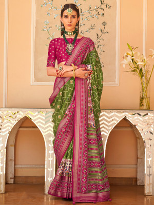 Sareemall Woven Patola Silk Blend Saree(Maroon)