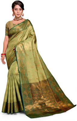 Jay fashion Self Design Banarasi Art Silk, Silk Blend Saree(Multicolor)