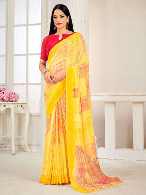 Tasrika Printed Daily Wear Georgette Saree(Yellow)