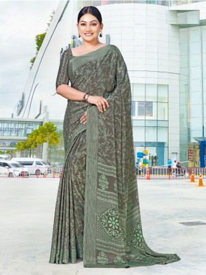 Panchvati NX Printed Bollywood Crepe Saree(Light Green)