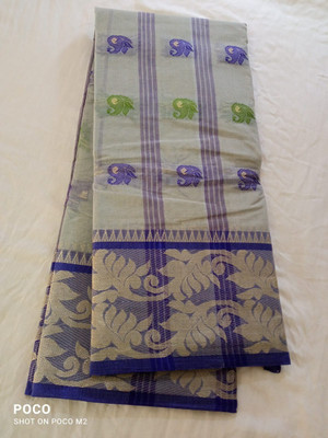 p fashion Self Design Tant Pure Cotton Saree(Grey)