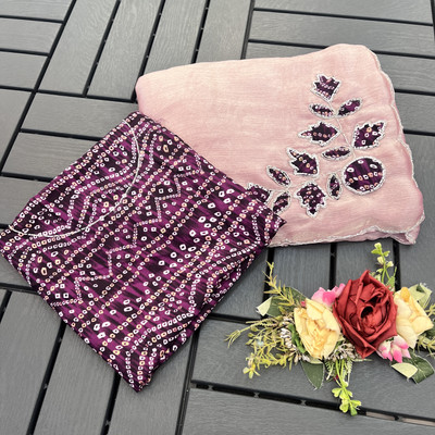 Elite Fashion Embroidered Bollywood Chiffon Saree(Pink)