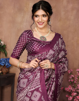 YASHIKA Printed Daily Wear Art Silk Saree(Purple)