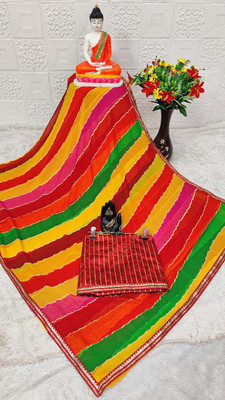 LAKHADATARI PRINTS Printed, Color Block, Striped Daily Wear Georgette, Chiffon Saree(Multicolor)