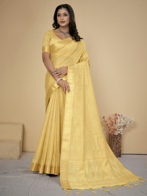 Tasrika Embellished Bollywood Cotton Silk Saree(Yellow)